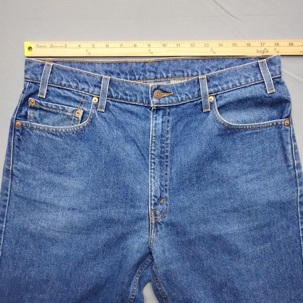 Vintage 1998 Levis 505 Regular Fit Straight Leg Blue Denim Jeans Mens 36x32